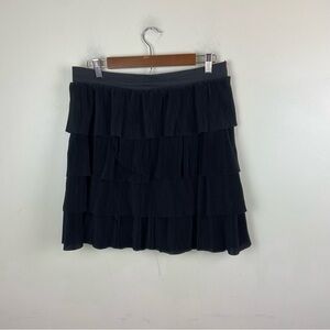 H&M Black Accordion Pleated‎ Tiered Elastic Waist Skirt Size Large Party